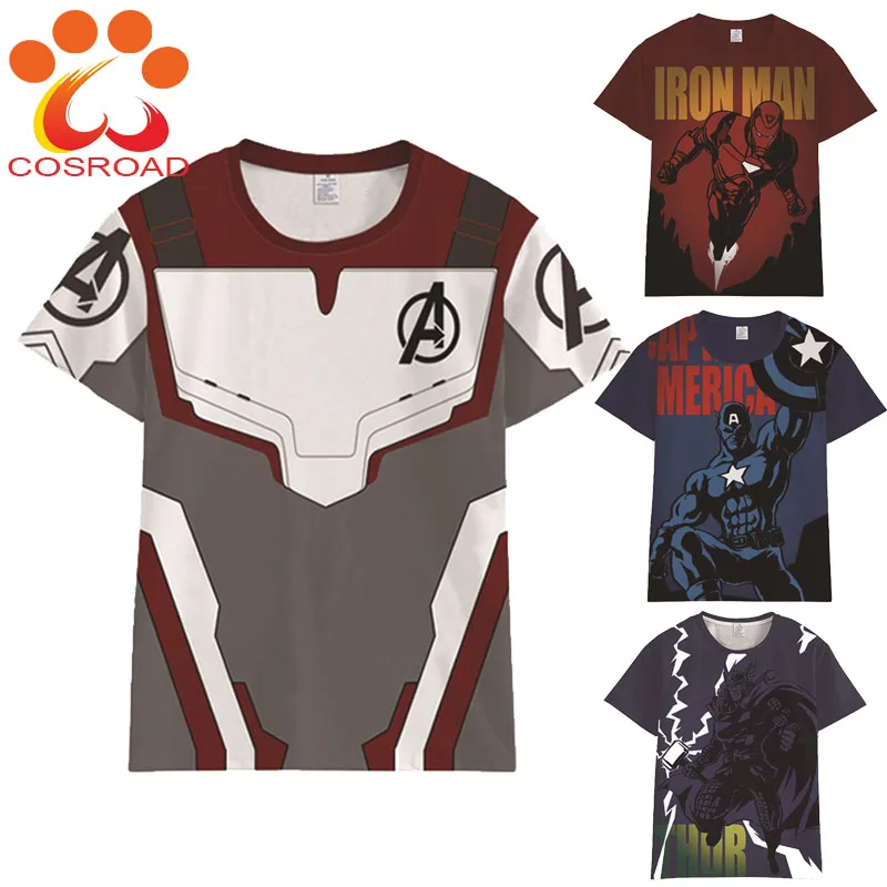 Cosroad Avengers 4 Endgame Quantum Realm T shirt Cosplay Costume Iron Man Tees Men Women Summer Short Sleeve Tops