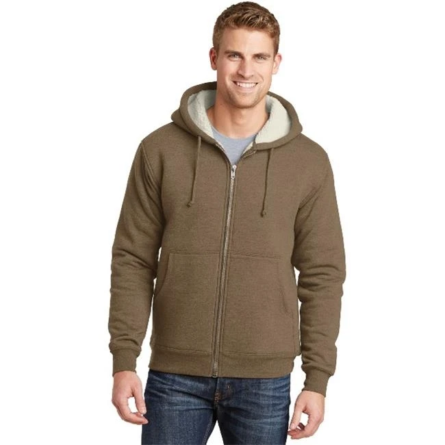 Cornerstone CS625 Heavyweight Sherpa Lined Hooded Fleece Jacket Brown - 4XL