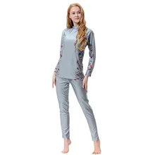 Новое поступление модные, пикантные Для женщин мусульманский ванный комплект с Кепки сплошной купальник с узором пляжная Леди водные виды спорта, новая купальная одежда V10