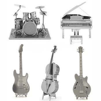 

Musical Instrument 3D Metal Puzzles Piano Drum Guitar Model Kits Laser Cut Jigsaw Adults Kids Collection Home Decor Toys