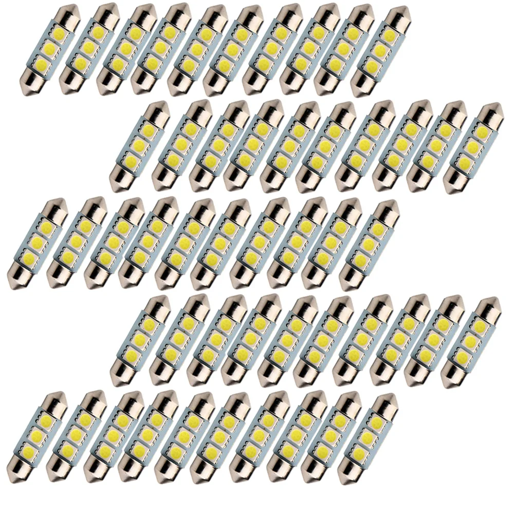 YSY 50Pcs Super Bright 31MM 36MM 39MM 41mm 3SMD 5050 SMD C5W Interior Festoon car LEDs Dome Light Bulb | Автомобили и мотоциклы