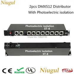 2 шт./лот 8-канальный Выход DMX512 светодиодный контроллер усилитель сигнала Splitter дистрибьютор с фотоэлектрический изоляции свет этапа