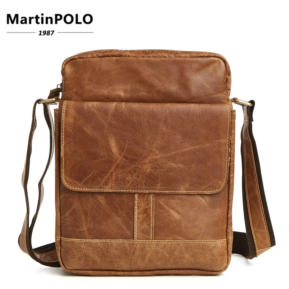 

Brand 2019 New 100% Genuine Leather Crossbody Bag Small Men Bags First Layer Cow Leather Men's Messenger Bag Shoulder Bags 8708