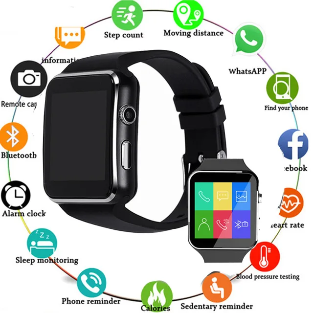 

Smart Watch with Camera Touch Screen Support SIM TF Card Bluetooth Men Women Smartwatchx6 for iPhone Xiaomi Android Phone GT08