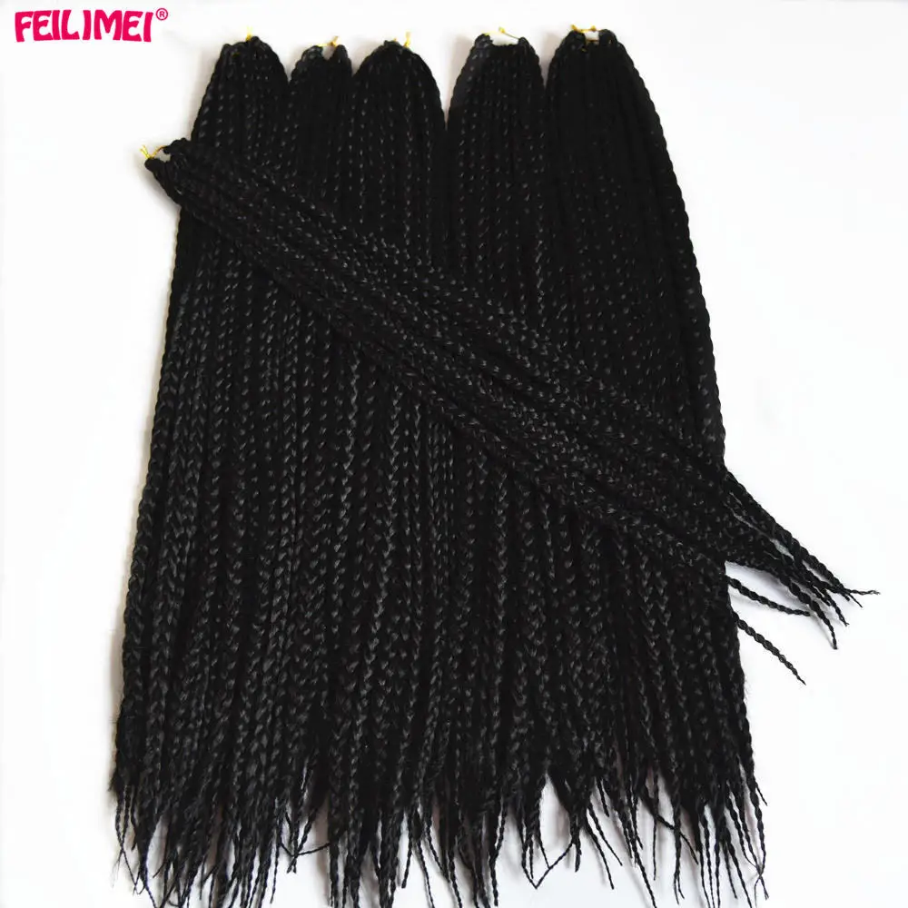 Feilimei, Омбре, 3 S, в коробке, косички, волосы, 22 дюйма, 100 г, синтетические, черные, фиолетовые, коричневые, светлые, серые, синие, вязанные, косички, волосы для наращивания - Цвет: # 1B