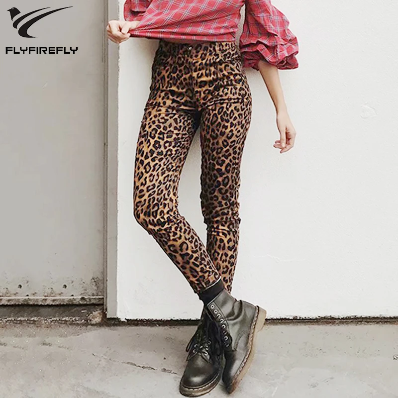 Sexy estampado de leopardo Pantalones vaqueros de cintura alta Mujer Punk de la calle Slim Pantalones otoño pantalones vaqueros para mujeres Plus tamaño Pantalones 2018|Pantalones vaqueros| - AliExpress