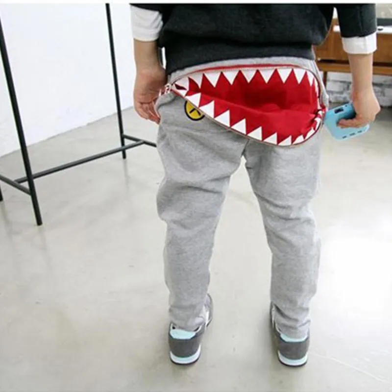Sports Baby Girls Boys Pants Big Mouth Monster Zipper Funny Design