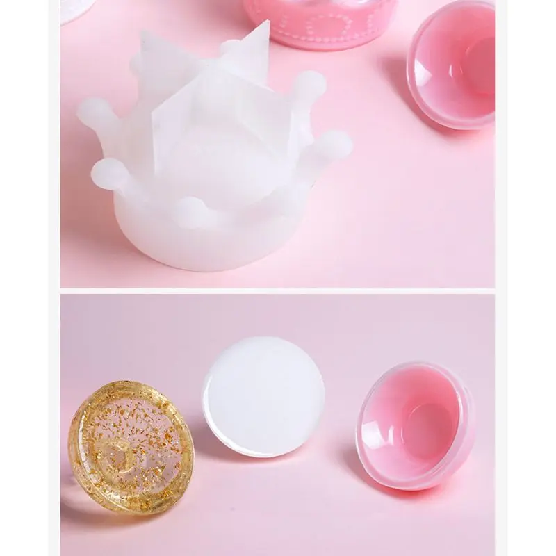 DIY Cute Crown Jewelry Storage Box Epoxy Resin Casting Silicone Mold Craft Tools