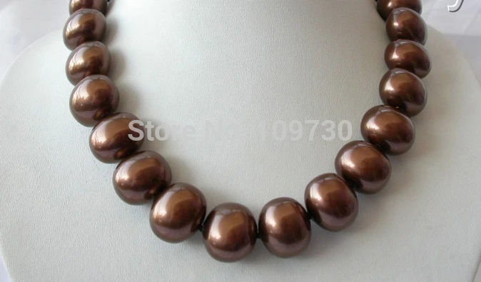

Jewelr 003867 stunning big baroque COFFEE south sea shell pearl necklace
