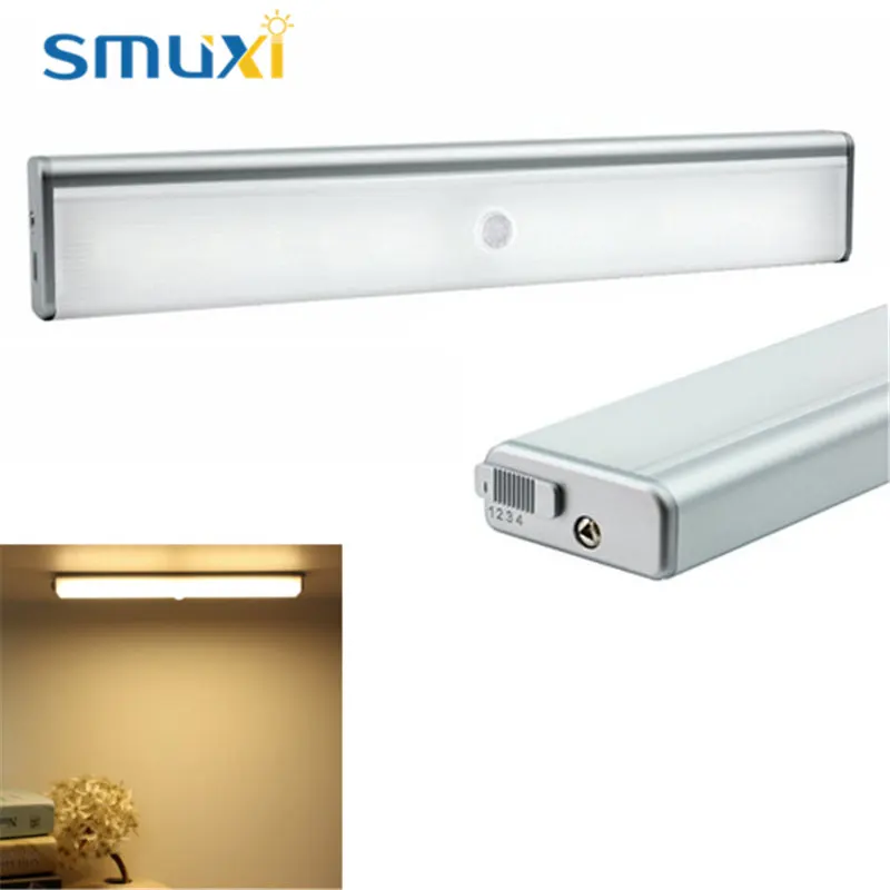 

Smuxi 1W Wireless PIR Motion Sensor Night Light Lamp LED Light Tube Portable USB Rechargeable Lamp for Cabinet Closet DC5V