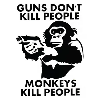 

11CM*14.8CM Guns Don't Kill People Monkeys Do Vinyl Decal Car Window Sticker Funny Car Stickers Car Accessories C8-0223