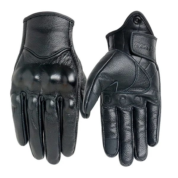 Moto rcycle перчатки зимние теплые термальные из натуральной кожи сенсорный экран для мужчин перчатки для велоспорта moto rbike Racing guantes gants de moto - Цвет: Черный