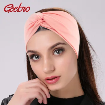 Geebro Women’s Plain Turban Headbands Twist Elastic Stretch Hairbands Fashion Headband Yoga Headwrap Spa Head Band for Girls