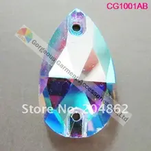 Free shipping 100pcs/lot,7x12mm glass rhinestone sew on Crystal AB crystal Waterdrop/Teardrop Shape with sliver base faux crystal rhinestone waterdrop earrings