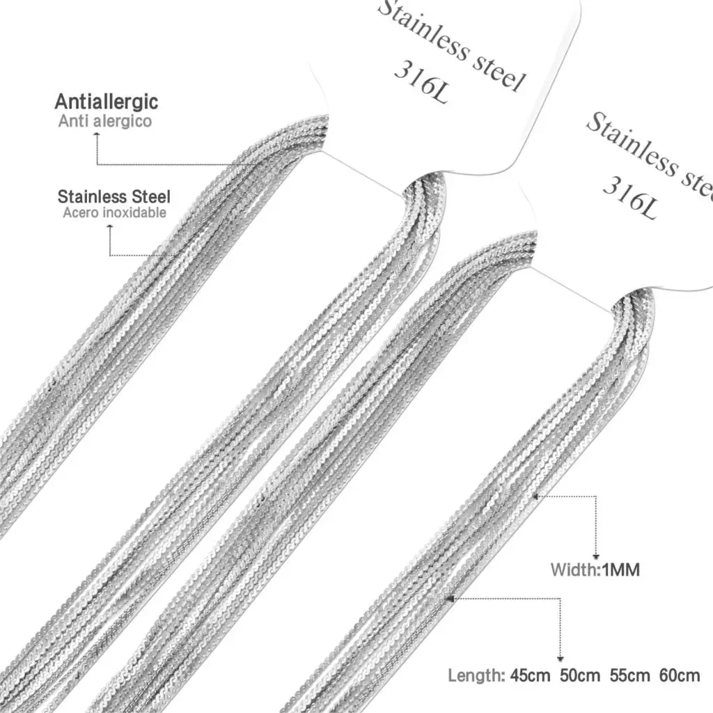 Люксу стали Ширина 1 мм ожерелья-цепочки в виде змеи золото/серебро Цвет 10 шт./лот нержавеющая сталь цепи ювелирные изделия для женщин/мужчин аксессуары