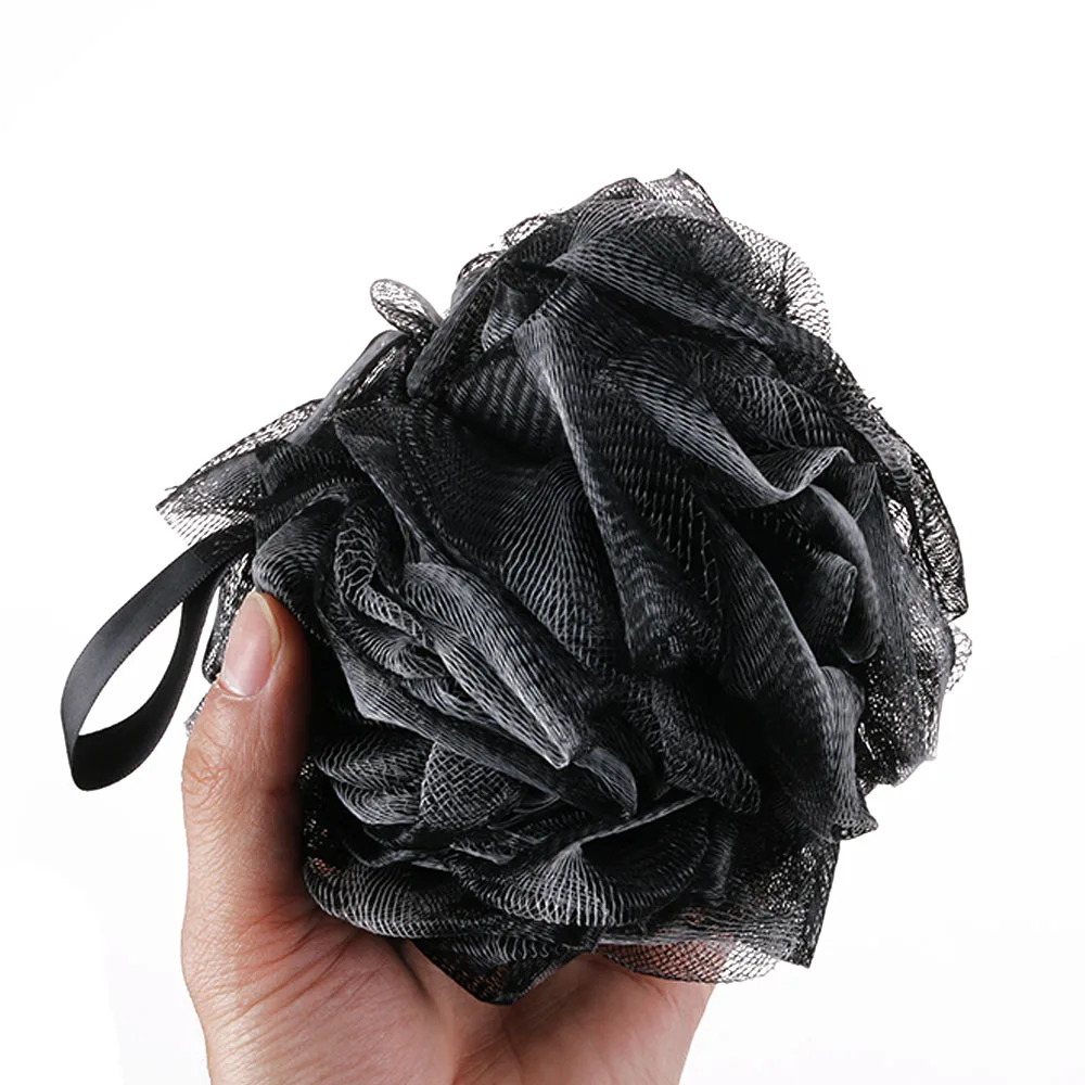 Black Luxury Loofah Shower Pouf Bath Product Luffa Sponge Exfoliating Mesh Pouf Washing Cleaning Sponge bathroom supplies