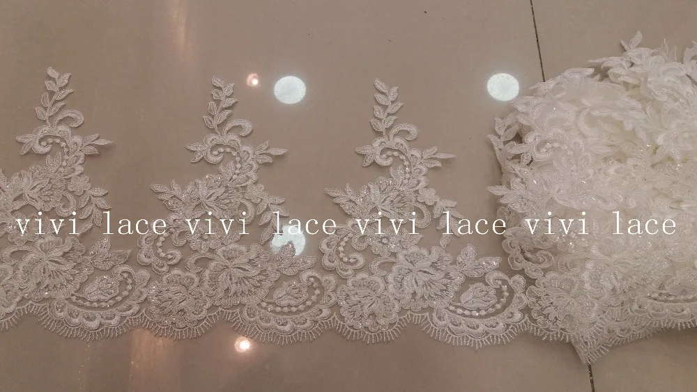 

ssl001# 10 yards/bag offwhite sequin beads short trim eyeflash lacefor wedding/evening dress/party,ship to all world