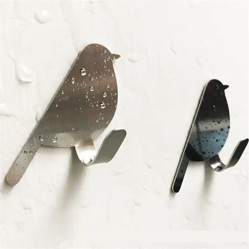 2PCs Punch-free Refrigerator Back door Hooks Bird Shaped Kitchen Tools Bathroom Towel Hat Bag Key Hanging Wall Hanger Home Decor