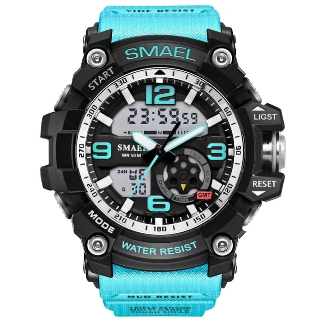 SMAEL аналого-цифровые часы мужские спортивные 50 м Профессиональные Водонепроницаемые кварцевые часы с большим циферблатом военные наручные часы Мода - Цвет: LT BU