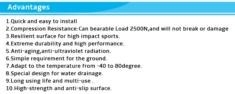 Polypropylene(PP) interlocking floor for sport