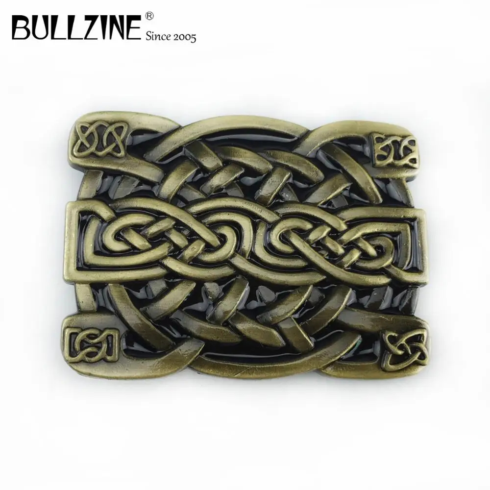 

Bullzine wholesale Western celtic knot COWBOY jeans gift belt buckle with antique brass finish FP-03291-2 for 4cm width belt