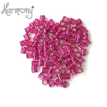 100 Fuschia металлическим кольцом трубки Dreadlock шарики для косы волосы бусины для Дред Регулируемый Волосы Заплетены манжеты клипы