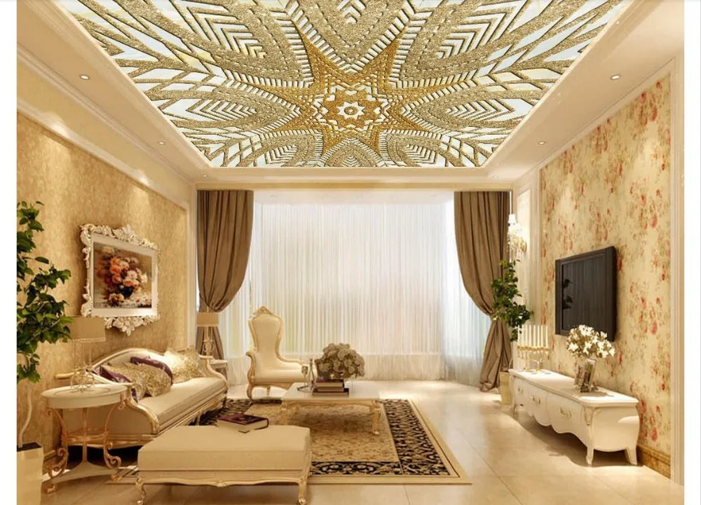 Custom Photo Wallpaper 3d ceiling murals wallpaper Golden ...