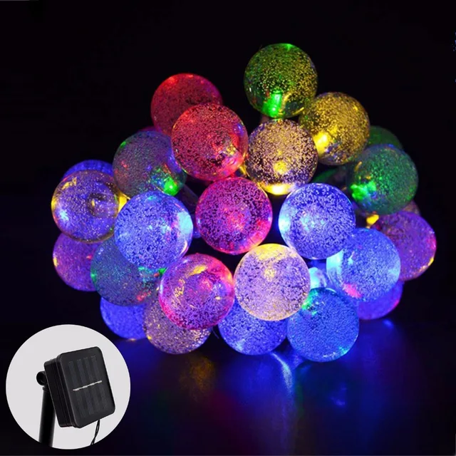 Us 15 55 Solar Globe String Lights Outdoor 19 7 Ft 30 Led Warm White Crystal Ball Christmas For Garden Path Party Bedroom In