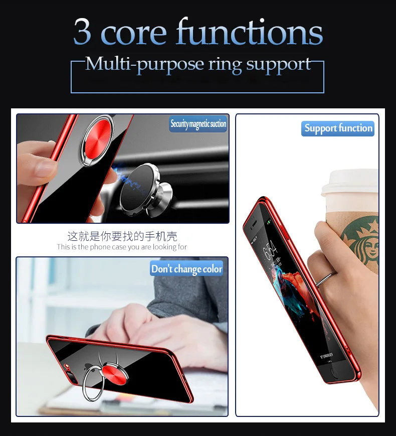 Finger Ring Mobile Phone Smartphone Stand Holder For iPhone X 8 7 6 6S Plus 5S Smart Phone  MP3 Car Mount Stand For Samsung