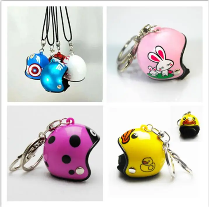 

New Road bike cartoon safety hat Key Ring Motorcycle Women men Cute Safety Helmet Keychain Bags Key Ring Jewelry