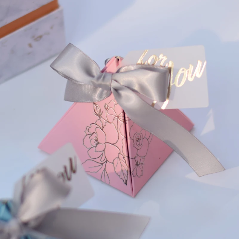 50/100 шт треугольная пирамида коробка для шоколада и сладостей свадебные подарки коробки для печенья упаковки детский душ вечерние украшения
