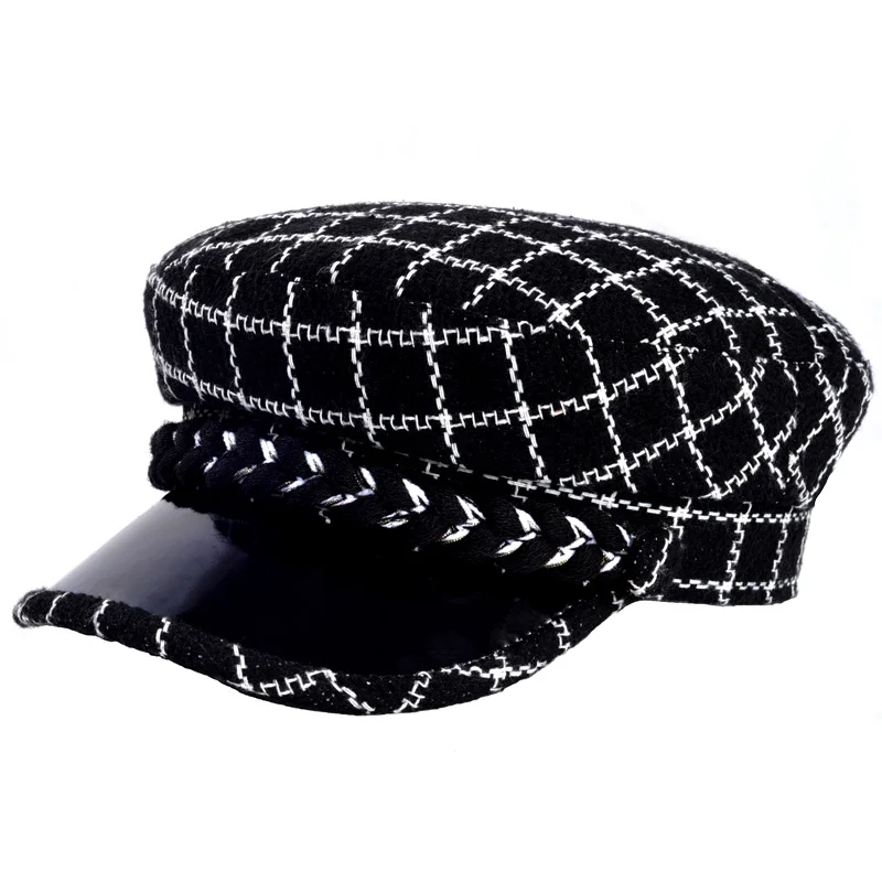 Шапка женская gorras mujer sombrero mujer модные шапки модные женские отагональные кепки berrets Женская Весенняя кепка газетчика в клетку vinta