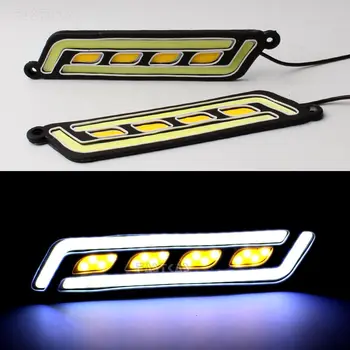 

12v DRL LED Daytime Running Light Waterproof COB Flexible Day Light Driving Cars Running Light White DRL Yellow Turning Singnal