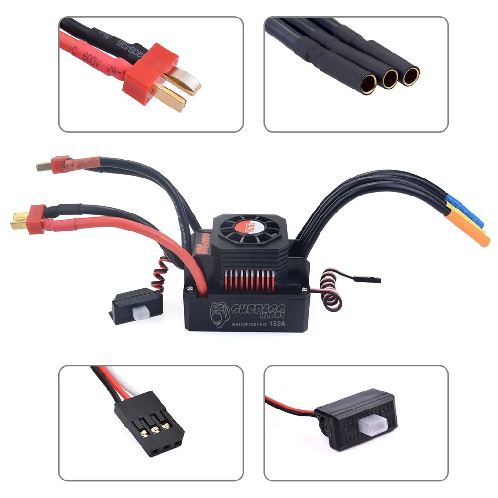 

Brand New waterproof Sensorless Brushless ESC 150A Speed Controller for 1/8 RC Car Buggy 6.20