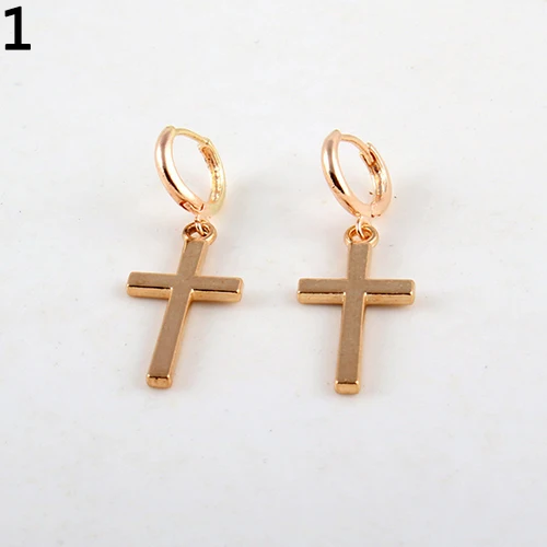 Women Fashion Punk Cross Pendant Cartilage Drop Dangle Earrings Jewelry
