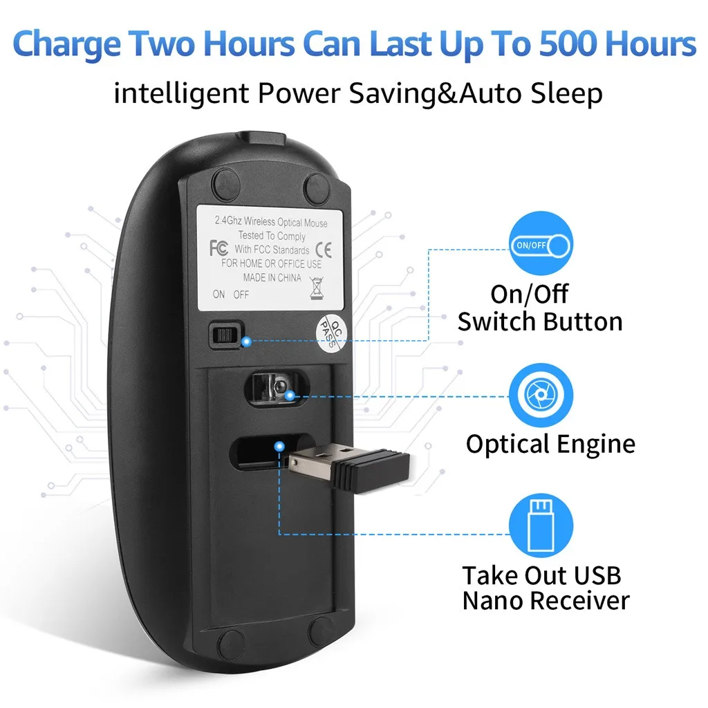 Алюминиевый Перезаряжаемый бесшумный беспроводной небольшой светильник, мышь для ноутбука, перезаряжаемая портативная 2,4G Беспроводная металлическая Бесшумная оптическая мышь C
