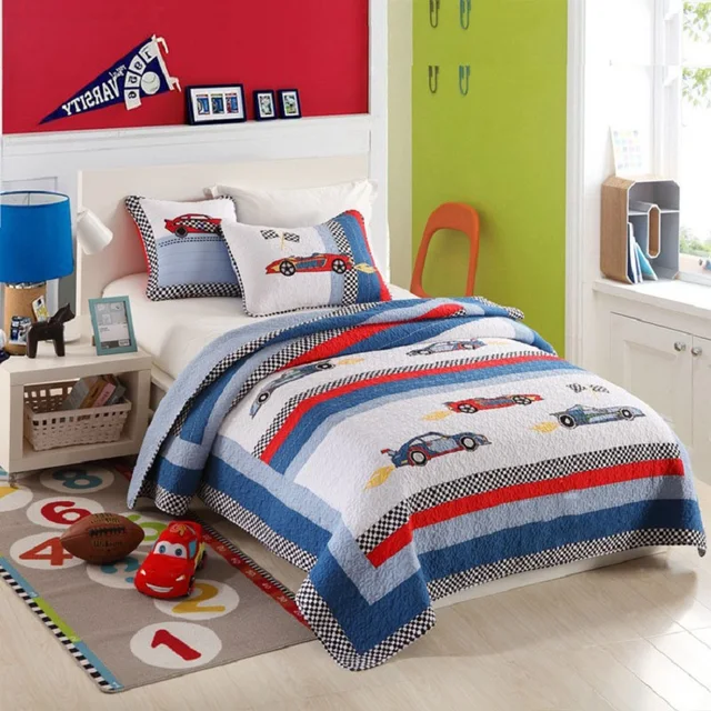 CHAUSUB Kids Quilt Set 2pcs Cotton Quilts Patchwork Quilted Bedspread