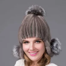 JKP, шапка из меха норки, шапка из меха лисы, зимняя, осенняя, защитная шапка, вязаная шапка из натурального меха, качественная шапка-бомбер, DHY-23