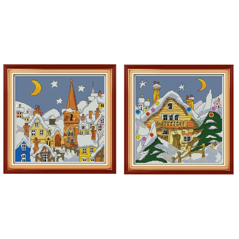 

Street Snow Patterns Counted Cross Stitch 11CT 14CT Cross Stitch Set Wholesale Scenery Cross-stitch Kits Embroidery Needlework