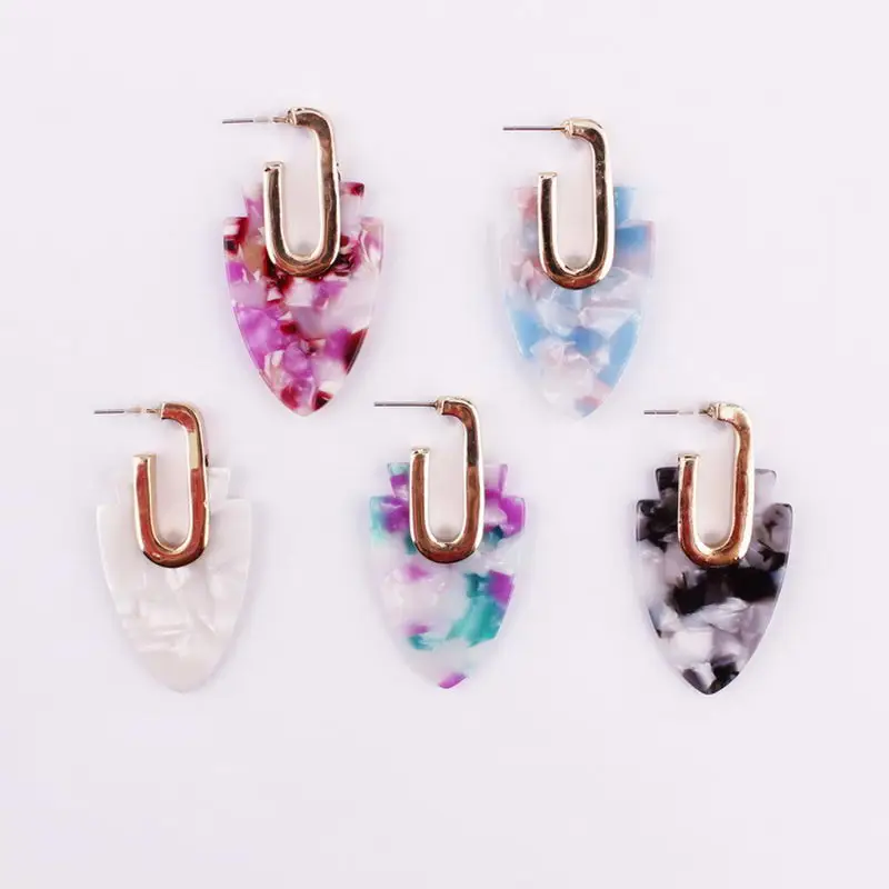 

ZWPON 2018 New Acetate Arrow Hoop Earrings Fashion Women Statement Earrings Pendientes Designer Jewelry Wholesale