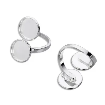 

5pcs/lot Silver Color DIY Adjustable Blank Ring Bases Fits for 12mm Round Flatback Cabochon Ring Settings Jewelry Making F3057