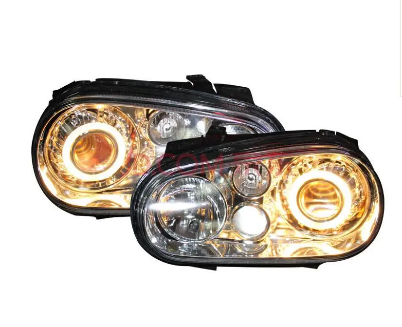 

HID Bi-Xenon Headlights For Volkswagen Golf 4 MK4 with Hi-Low Beam Projector Lens Engel Eyes White Blue Yellow Ballasts & Bulbs