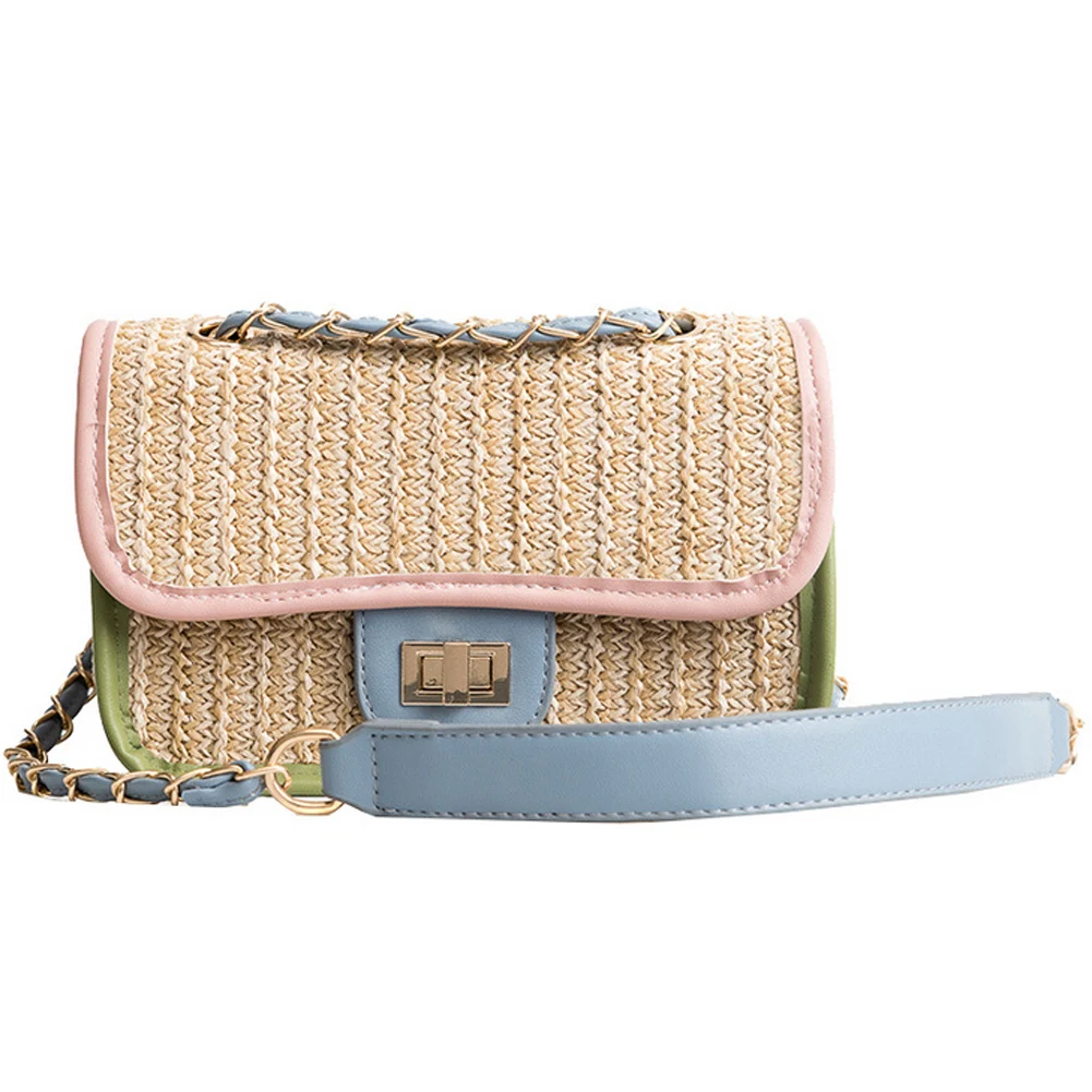 Women Shoulder Messenger Handbag Bag Purse Tote Summer Fashion Straw Chain New Straw Cross Body