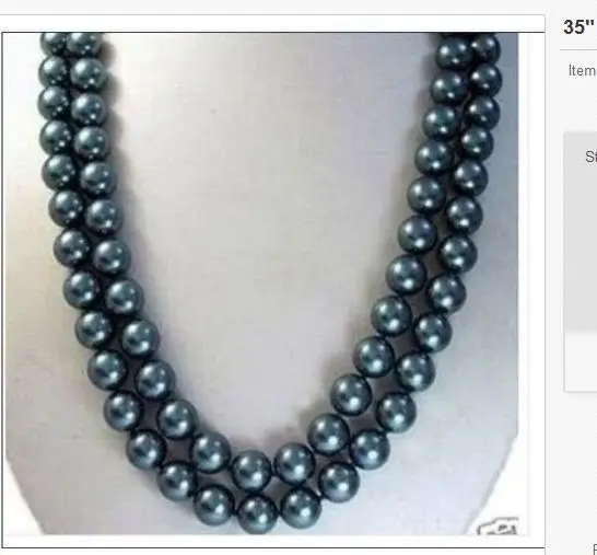 

double strand 8-9mm tahitian black blue pearl necklace 18