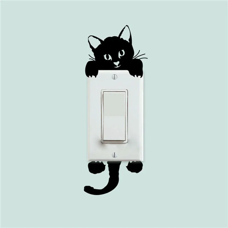 

New 3D wall stickers wall mounted adornment switch cute kitten children's room wallpaper decorated with stickers on the wall