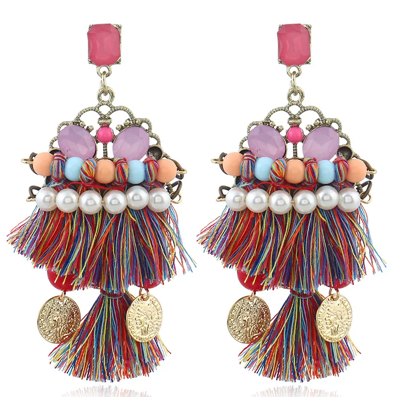 

Ethnic Bohemia Women Dangle Drop Earrings Summer Colorful Long Tassel Earrings for Women Fashion Jewelry Pendientes oorbellen