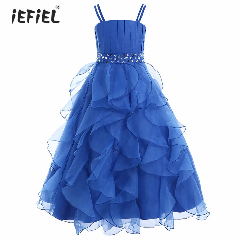 Летнее платье принцессы с цветочным рисунком для девочек Детские вечерние платья детские кружевные платья из шифона для девочек вечерние бальные платья