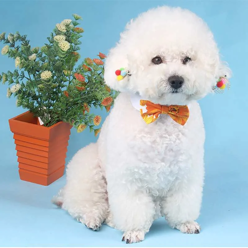 Cute Printed Pet Bow Tie Pet Dog Accessories Tethered Floral Bow Dogs