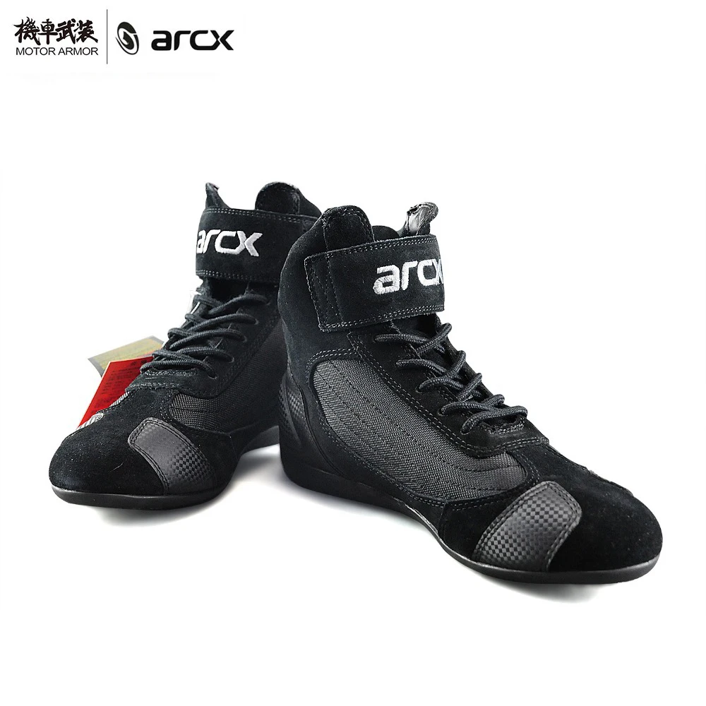 

ARCX Motorcycle Riding Leather Breathable Boots Motocross Off road Racing Sport Protection bots Moto Shoes for Men&Women Black