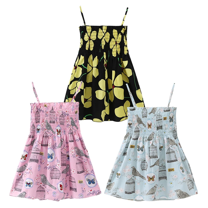 

2019 Fashion Girl Dress Kids Casual Girls Cherry Print Sweet Sleeveless Wrap Chest Beach Slip Dress Girls Summer Beach Clothes